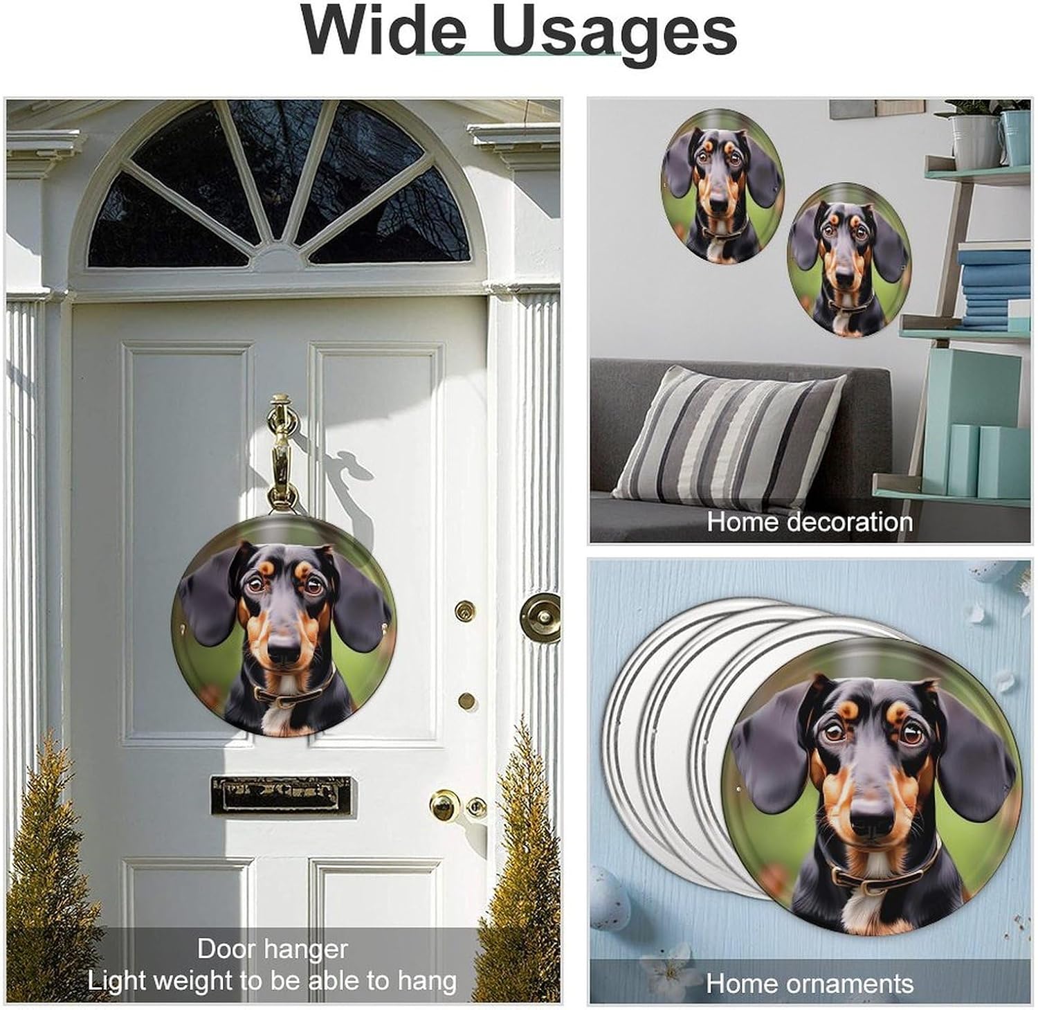 Dachshund Weiner Pet Dogs Round Vintage Tin Sign Metal Wall Plaque Decor image 3