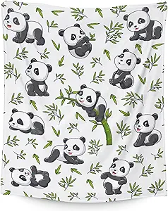Mercuryelf Panda Throw Blanket - Soft, Fuzzy & Warm - 60x80 Inches Flannel Blankets for Bed, Couch - White Aesthetic Throws Gift for Adults