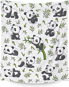 Mercuryelf Panda Throw Blanket - Soft, Fuzzy & Warm - 60x80 Inches Flannel Blankets for Bed, Couch - White Aesthetic Throws Gift for Adults