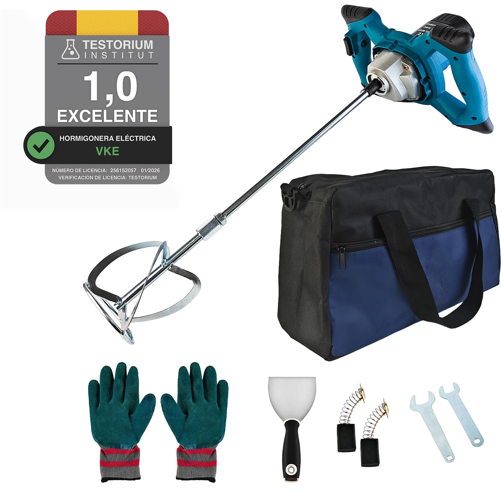 VKE Mezcladora de Mortero 2400W, Boîte à 6 Vitesses avec Sac de Rangement