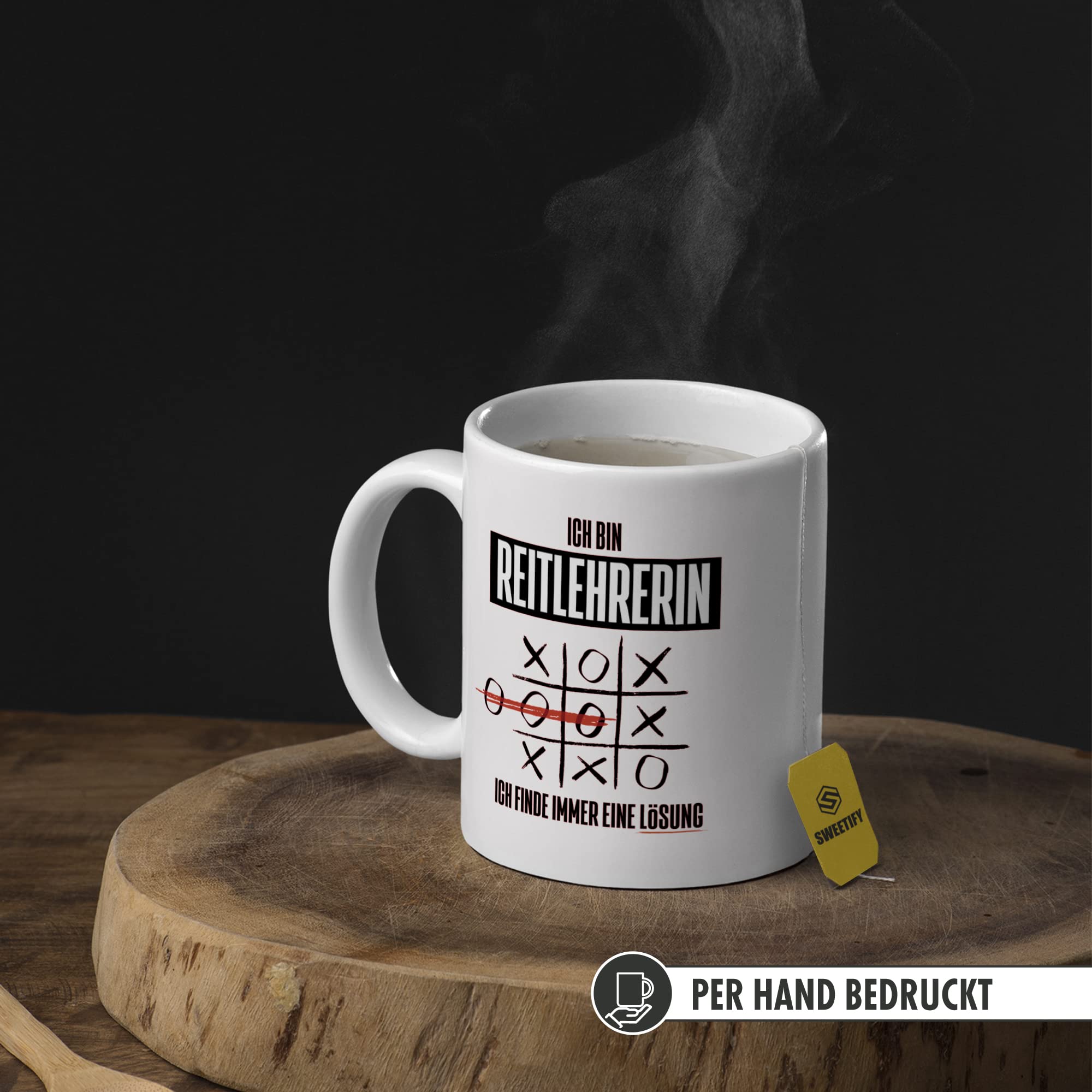 Sweetify Tasse ‚Reitlehrerin Herzschlag‘ – 330 Ml, Spülmaschinenfest, Beidseitig Bedruckt