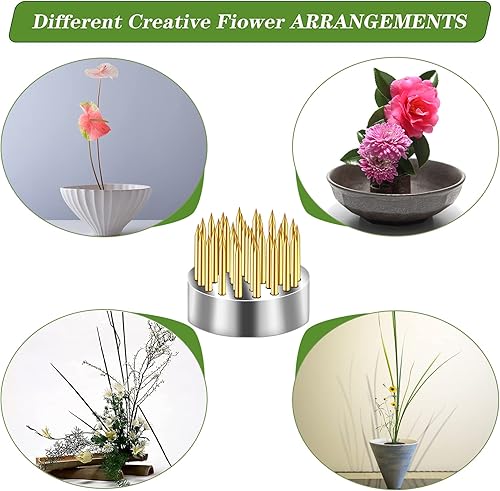 Miniatura 6 de 6 piezas Flower Frogs Kenzan Ikebana arreglos florales florales fijos, juego de alfileres de flores japonesas con enderezador de agujas Kenzan 2 en