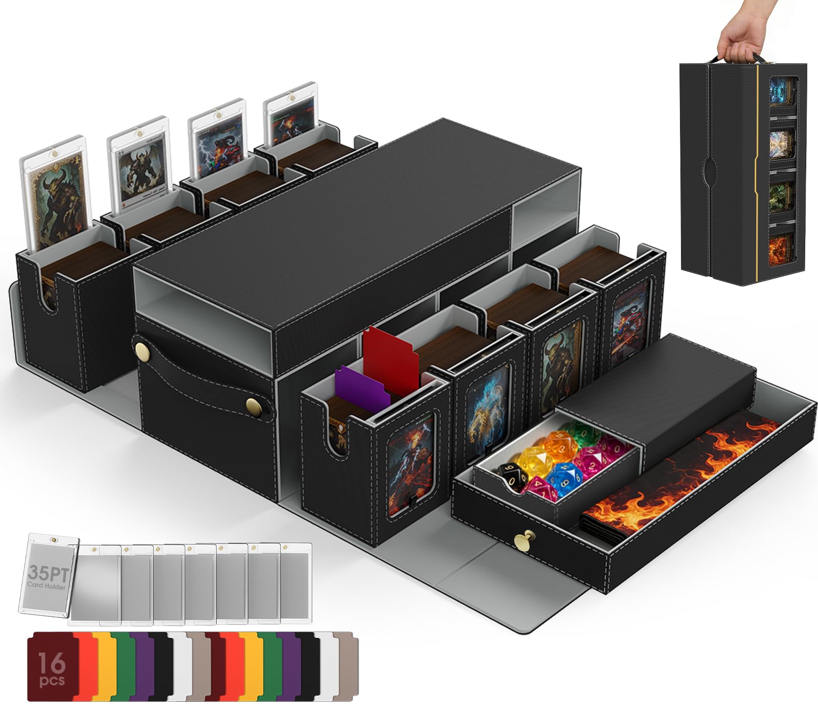 Cortile Commander Deck Box for MTG,8-Deck Modular Case,2 Dice Trays &amp;Handle