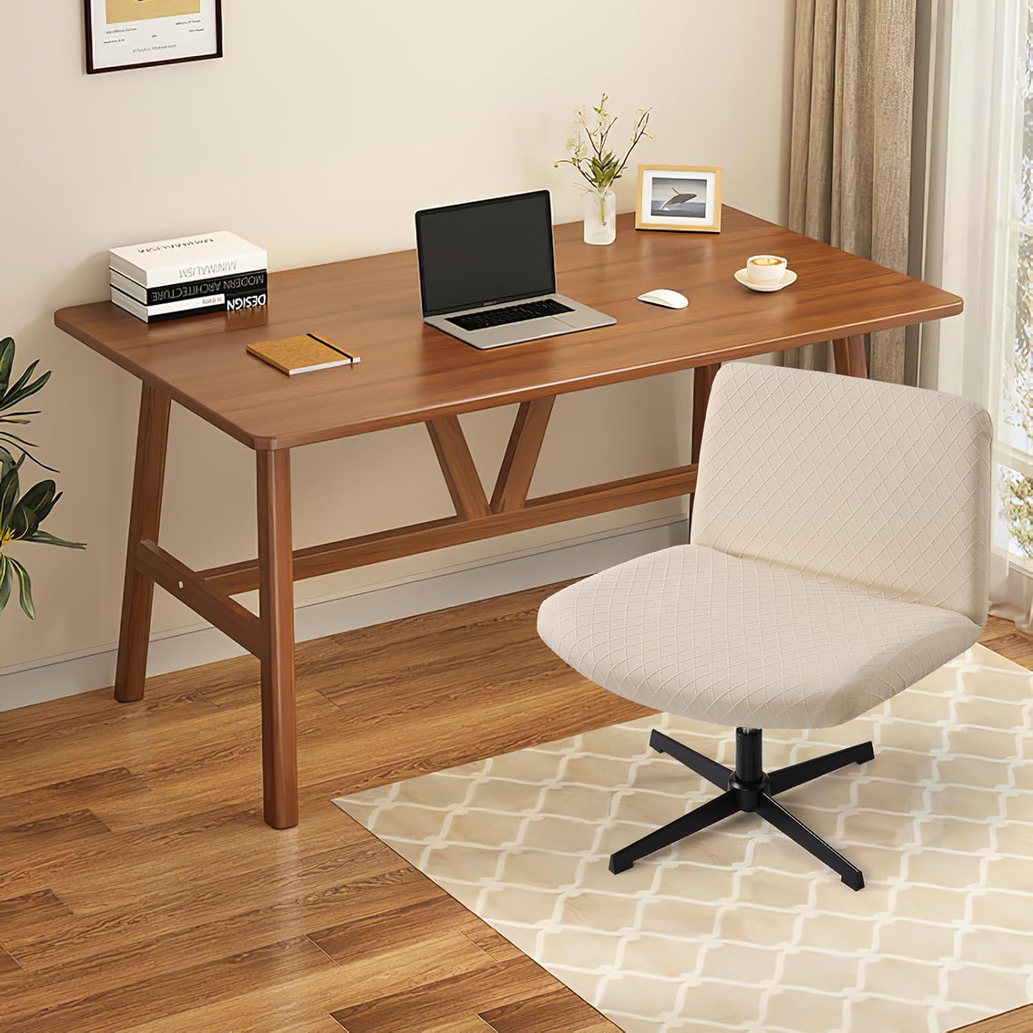 YISUN Waterproof Cover Products Bundle, 2 Pack Stool Covers Rectangle, Criss Cross Chair Slipcover (Argyle-Beige)