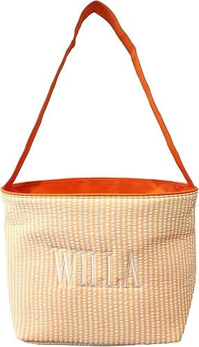 Miniatura 8 de SONA G DESIGNS Bolsa de asas de cesta de Pascua de tela a rayas de sirsaca - Juguetes de recolección de huevos