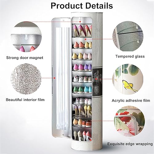 Miniatura 3 de Zapatero giratorio ajustable, zapatero giratorio de 360 grados con puertas de adsorción, zapatero circular giratorio, zapatero organizador circular