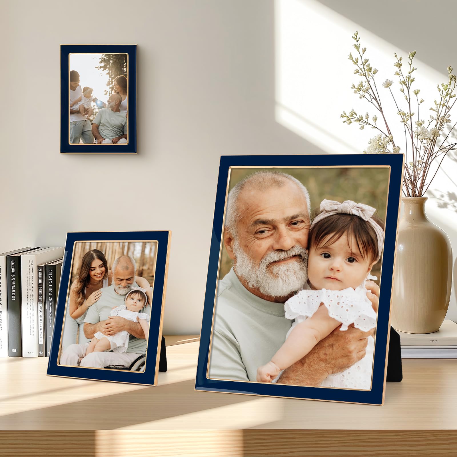   フォトフレーム Amazon.com - 5x7 Navy Blue Enamel Picture Frames - Metal Gold Edge