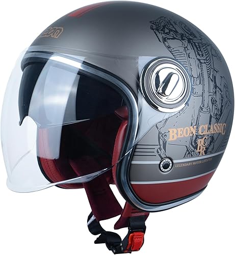 Miniatura 1 de Casco de motocicleta de cara abierta para adultos, aprobado por DOT, casco vintage 34 medio Vespa con doble visera para hombres y mujeres
