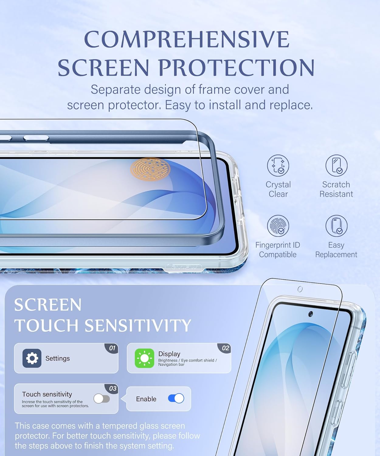 GVIEWIN for Samsung Galaxy S26 Case, [Compatible with MagSafe] [Screen & Camera Lens Cover], Marble Slim Shockproof Military-Grade Protection Women Phone Case for S26 6.3" (Abyss/Blue)