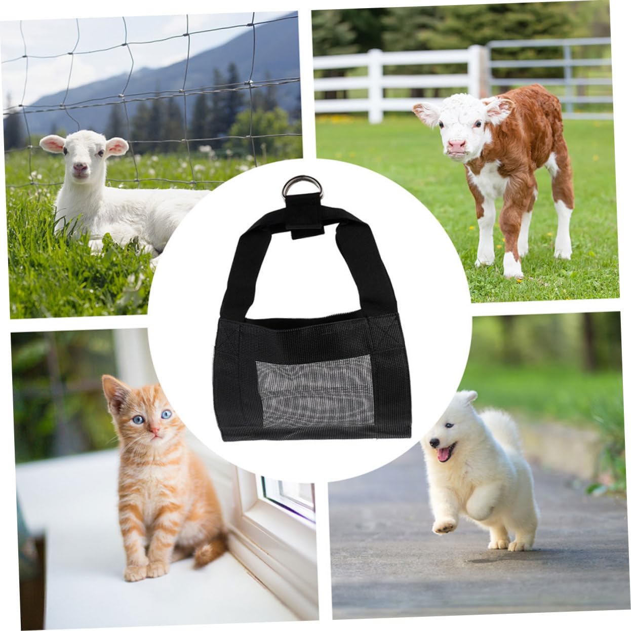 Imbracatura 2 Pezzi per Pesatura Animali Piccoli in Nailon Nero Sicura e Facile da Usare con Vitelli Ragazzo Ragazza e Altri Animali Altri Animali