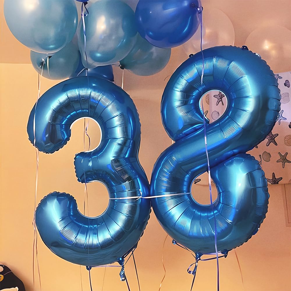 Foil Globo Número 5 Azul 40" (101cm), Inflable Helio o aire, Gigante Numeros 0-9, 10-19, 20-29, 30-100, Grande Globos Decoración para La Boda Aniversario y Cumpleaños Fiestas — view 216
