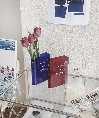 Miniatura 4 de MINGRI Florero para flores, jarrones transparentes, jarrones acrílicos para flores, florero único, bonito jarrón para decoración de estantería,