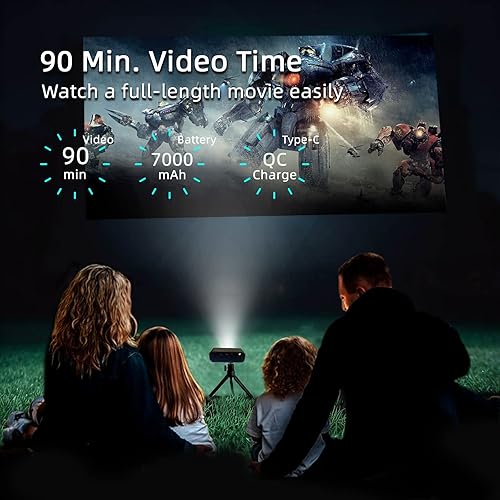 Miniatura 5 de AMOOWA Mini proyector inteligente Wi-Fi, proyector portátil de 200 lúmenes ANSI, altavoz de 360, proyector de película, imagen de 120 pulgadas,
