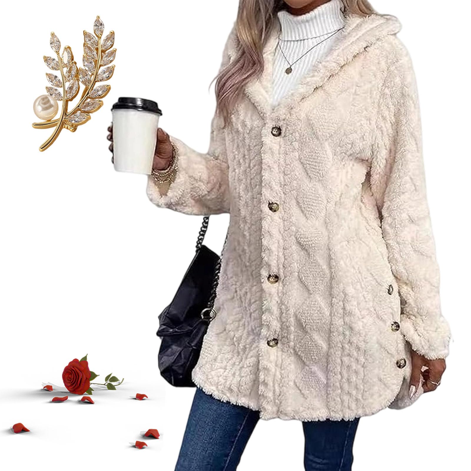 Womens Fall Winter Warm Fashion Hooded Cardigan Long Sleeve Coat 2026 Outerwear for Casual Daily Wear