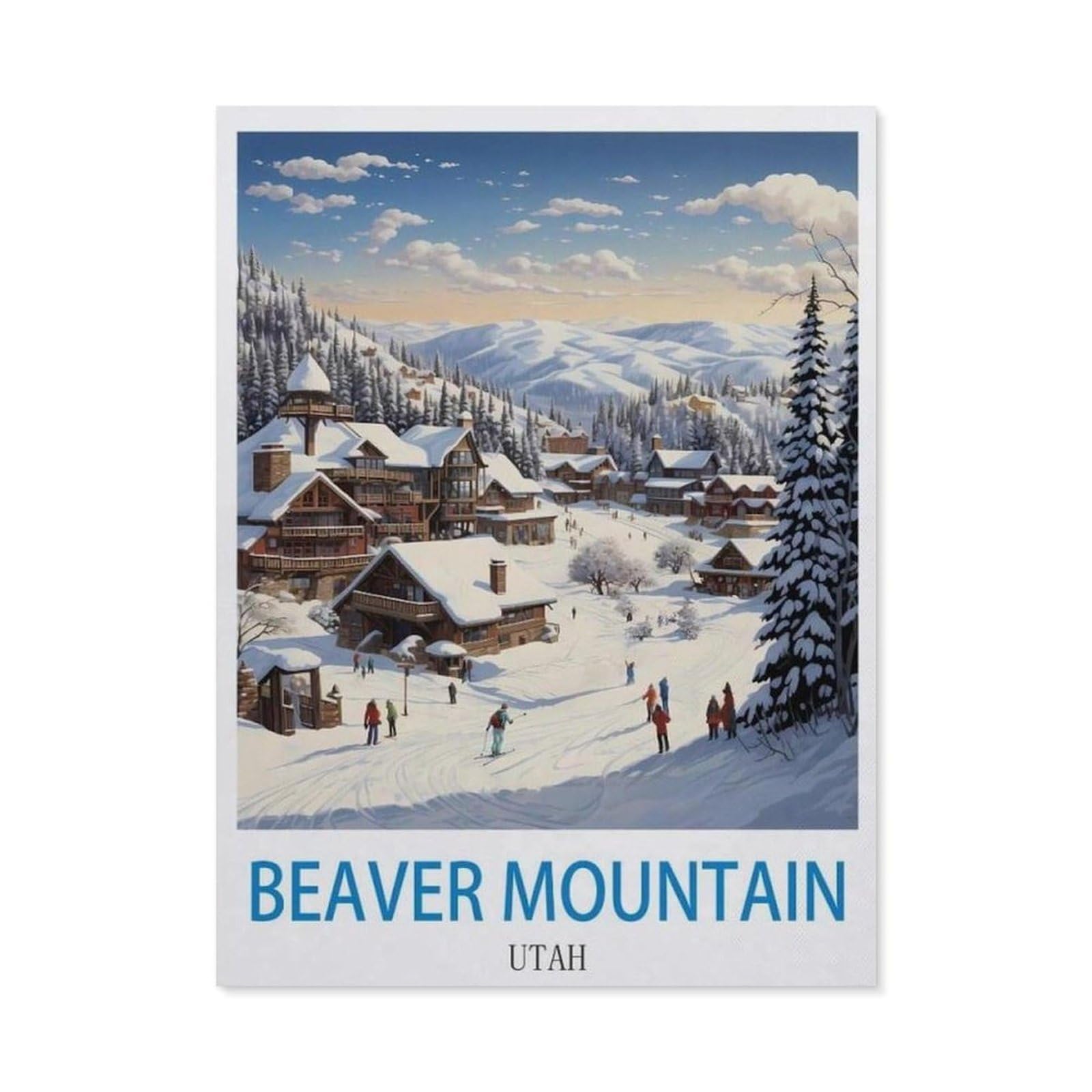 BEAYODKP 5D Diamond Painting，Beaver Mountain Utah ， Ski（50x60cm）