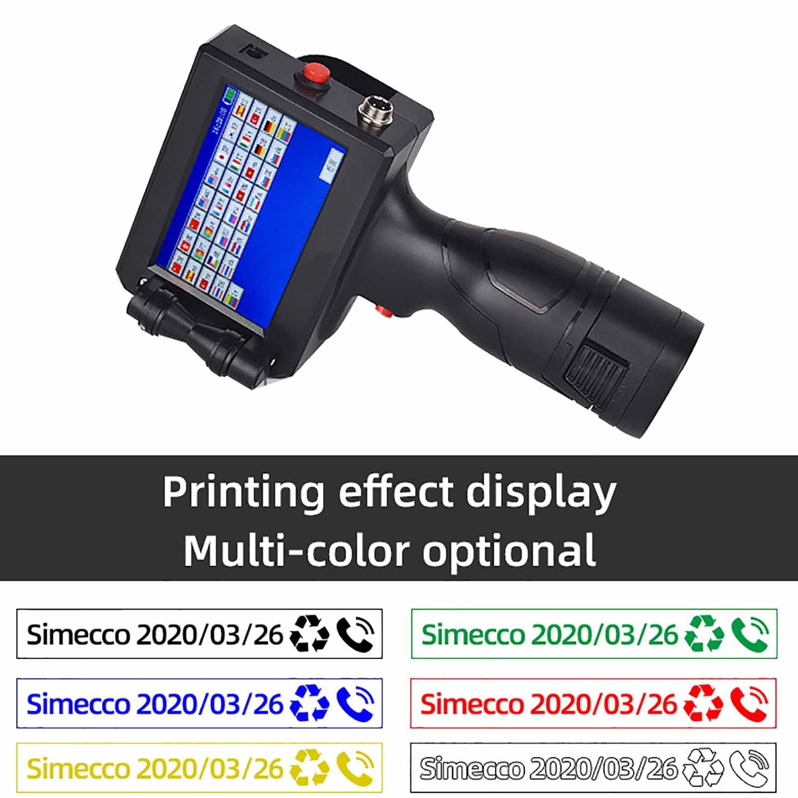 Impresora de inyección de tinta portátil, impresora portátil con pantalla táctil de 4,3 pulgadas, compatible con 25 idiomas, máquina de codificación de inyección de tinta de secado rápido para fecha d