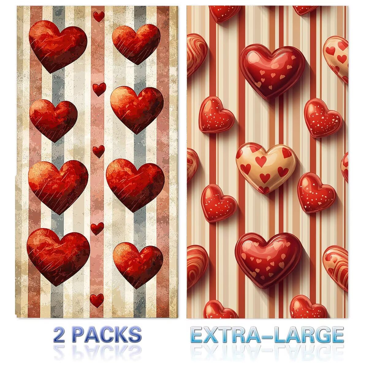 Toalla Playa 100 x 200 cm, Juego de 2 Toallas Microfibra Grande de Secado Rápido, Absorbente, Compacto, Toalla de BañO Sin Arena Verano Manta de Playa Mujer para Gimnasio Baño Regalo (Love red) H-8
