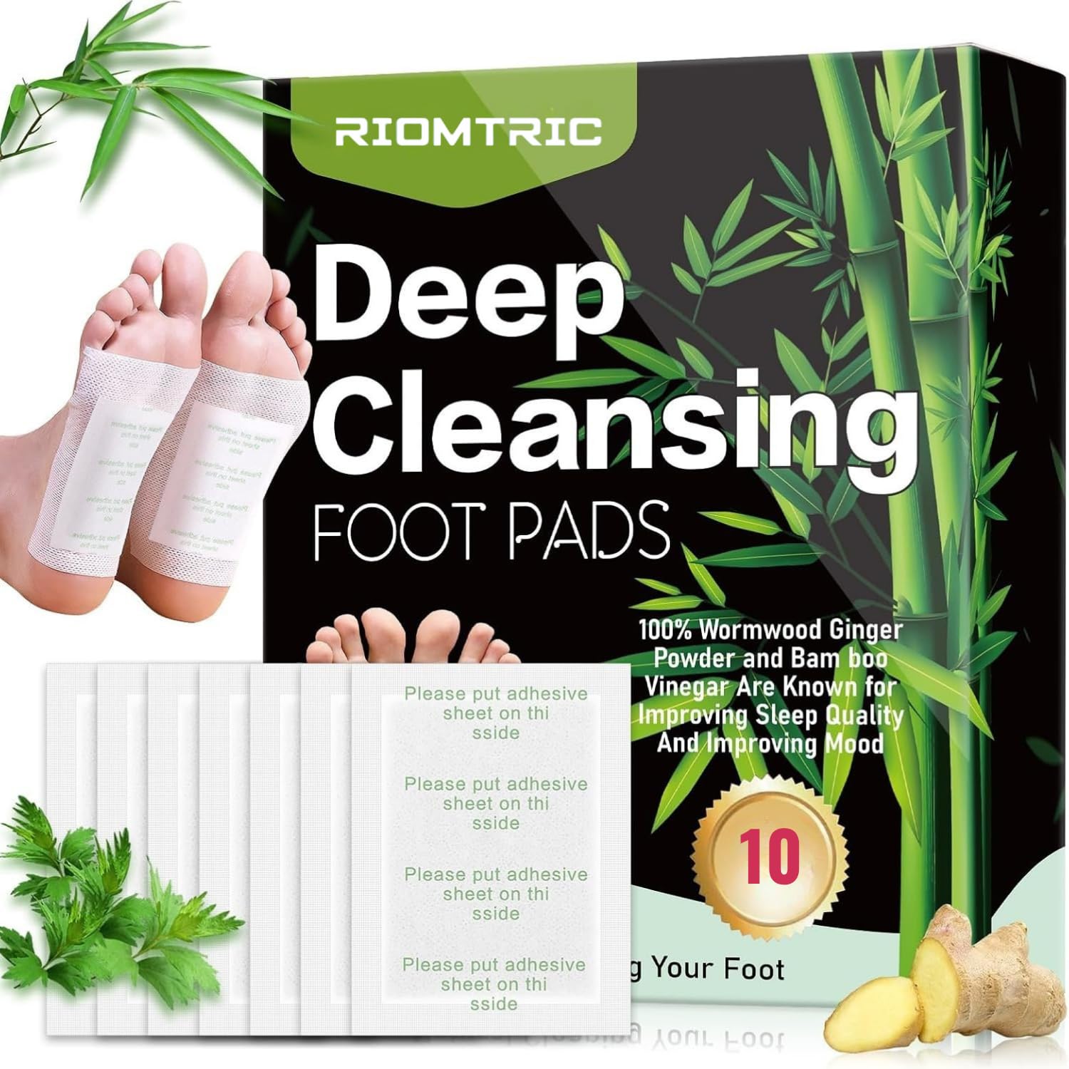 RIOMTRIC Premium Detox Foot Patches 10 Cleansing Toxin Remover Foot Pads – Pain Relief, Stress Relief, Sleep Patch for Detoxification – For Men and Women (Pack of 1) - Image 9 thumbnail