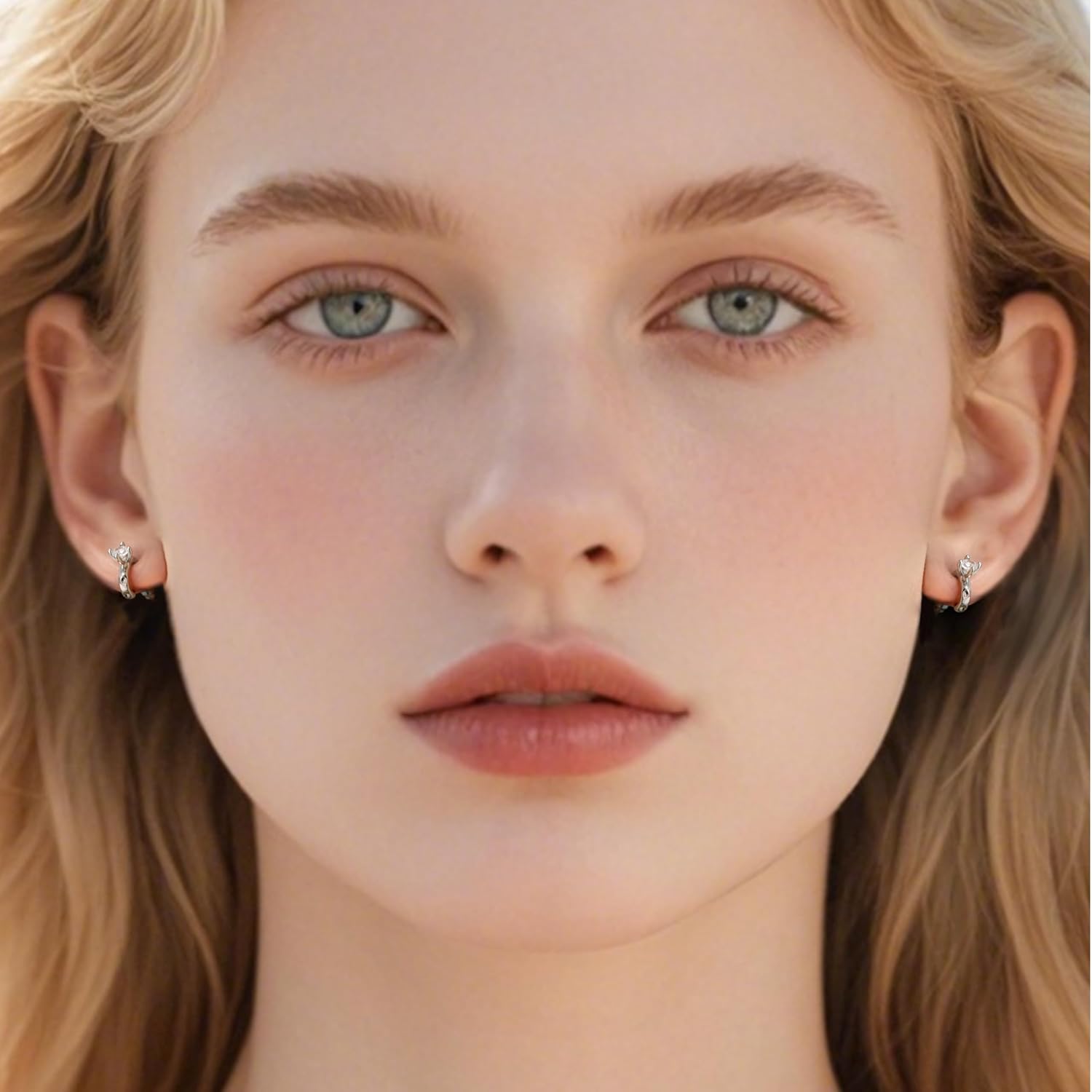 925 Sterling Silver Hoop Earrings for Women, Silver Hammered Cubic Zirconia Hoop Studs Earrings for Women Hypoallergenic Elegant CZ Faux Diamond Jewelry Gift for Valentine's Day Birthday - Image 3