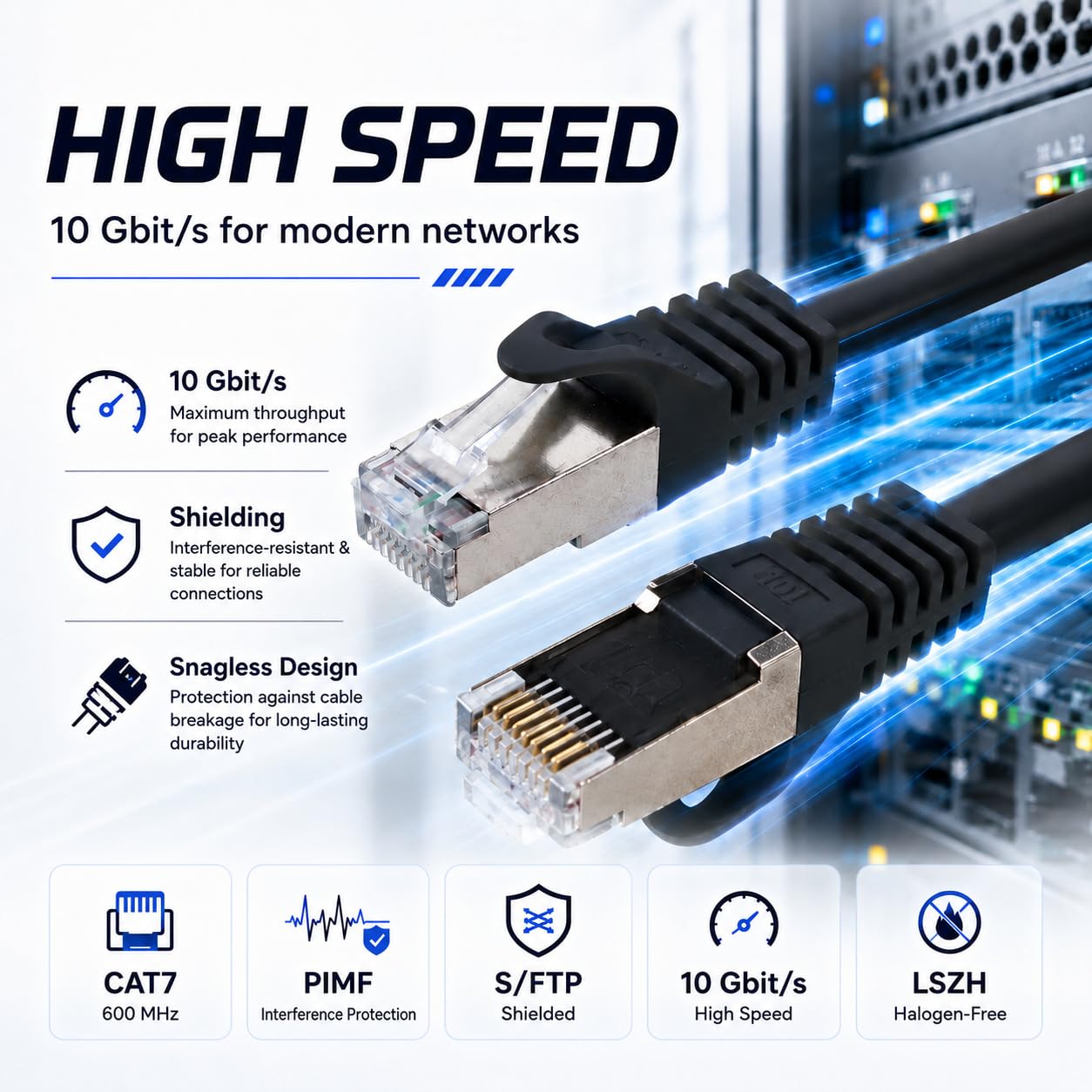 1aTTack.de Cavo di rete Ethernet LAN RJ45 S/FTP PIMF LSZH, 1,5 m, 10 Gbps, senza alogeni, per camera server, switch, router, confezione da 20, colore: grigio | collega computer, TV e console di gioco a Internet