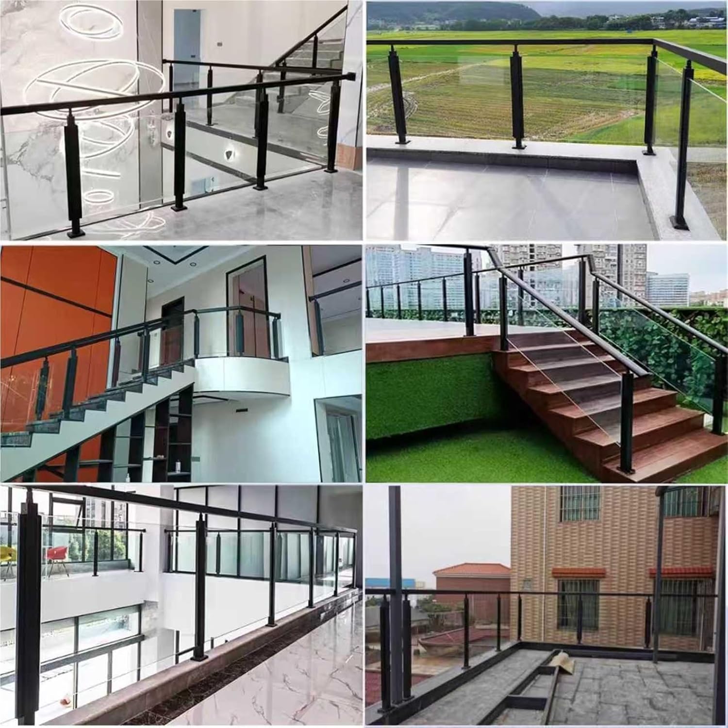 Square Stainless Steel Railing Posts for Stairs & Hallways - 115cm High Vitus Panel, Modern Safety Fence Banister System for Indoor Use