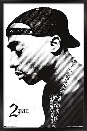 Miniatura 6 de Trends International Tupac - Póster de pared de perfil, 14.725 x 22.375 pulgadas, versión con marco de caoba