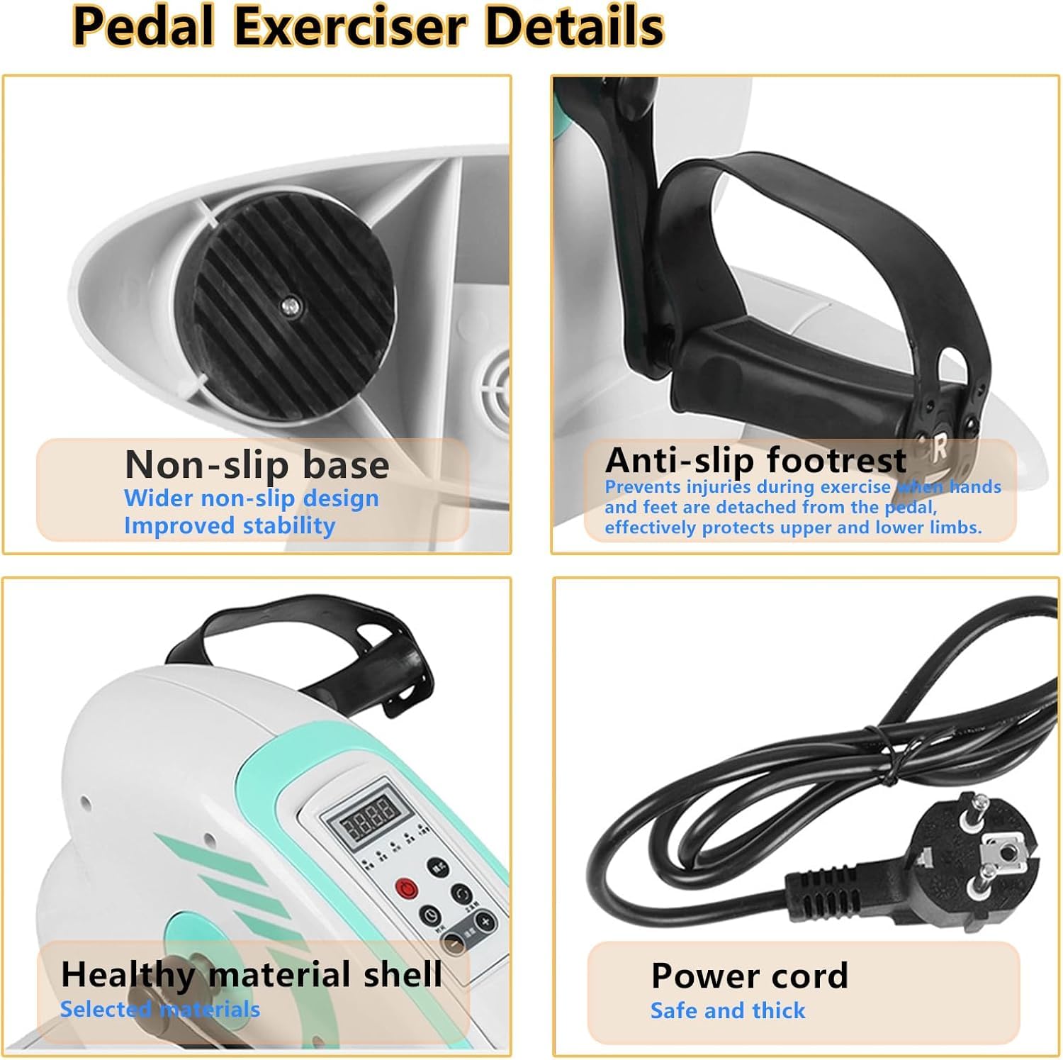 Mini Cyclette Elettrica con Pedaliera - Ideale per La Riabilitazione di Anziani, Disabili E Pazienti Colpiti da Ictus - Supporto per Protezione Gambe