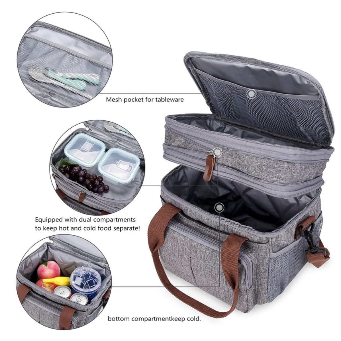 DECHOUS Bolsa de Almuerzo Conservación del Calor y Gran Capacidad de 15l, de Nylon, Adecuado para Picnic y Transporte de Comida al Aire Libre