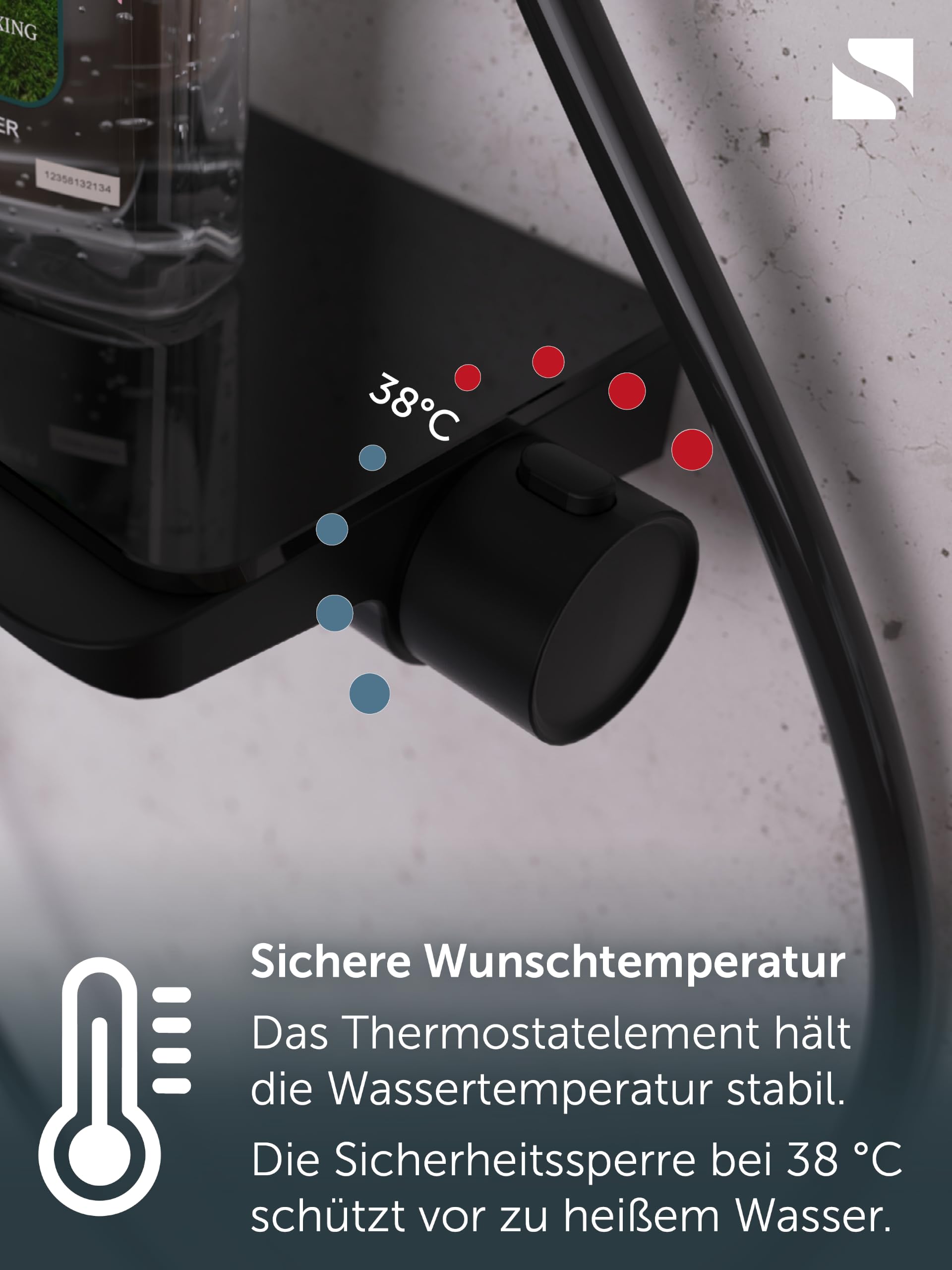 Schütte HAWAII Duschsystem mit Thermostat und Glasablage, Duschset mit 30x20cm Kopfbrause, Regendusche mit Wandhalterung und Duschkopf, Duschpaneel Duschsäule, Schwarz