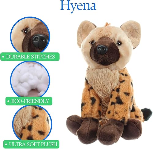 Miniatura 8 de The Petting Zoo Hyena - Animal de peluche, regalos para niños, animales salvajes del zoológico Onez, juguete de peluche de hiena de 12 pulgadas