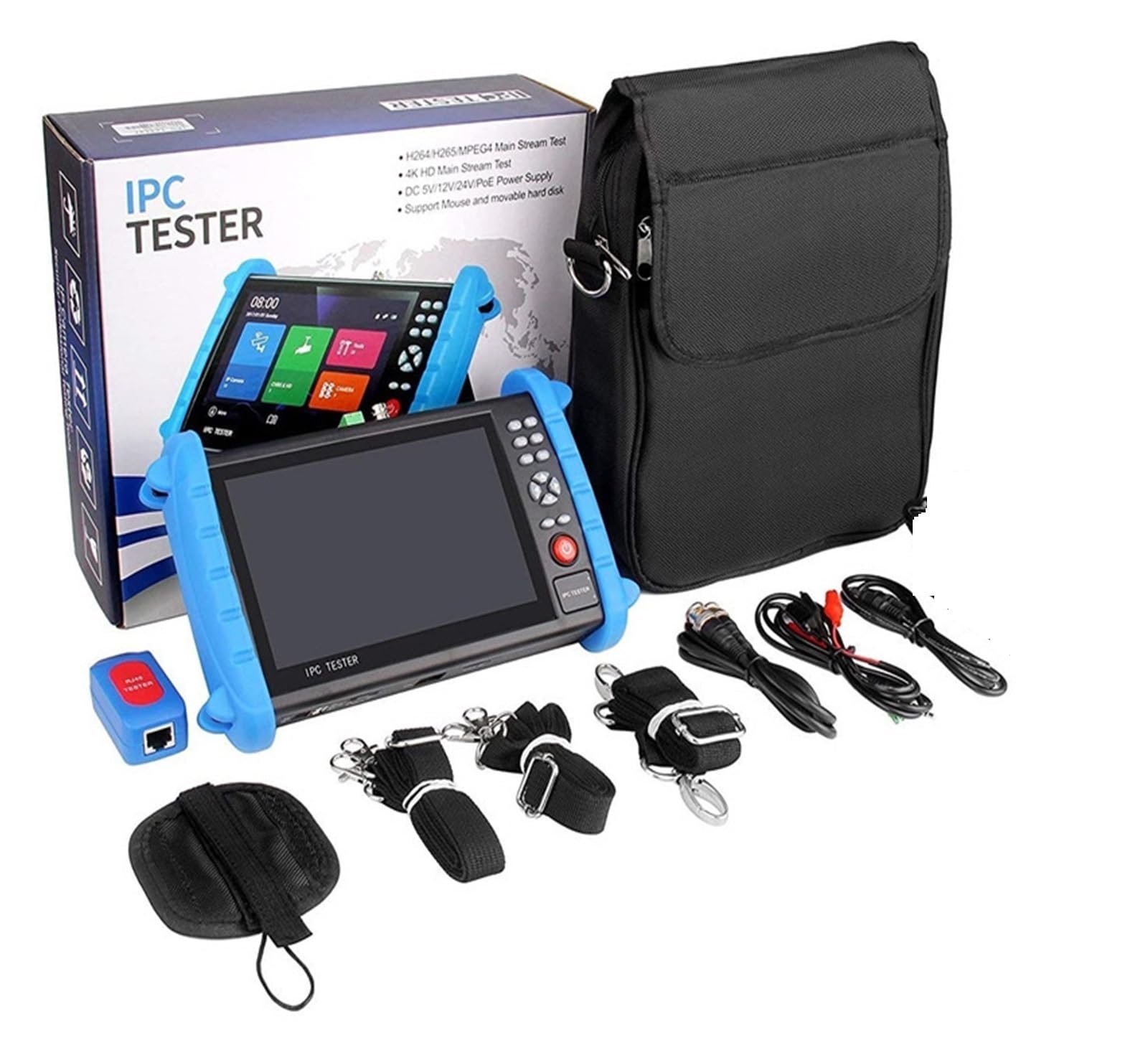 Tester CCTV, 7-calowy tester kamer Tester bezpieczeństwa CCTV Monitor, koncentryczny HD 4.0, obsługa kamery sieciowej H265/H264/MPEG4, moc wyjściowa 12 V