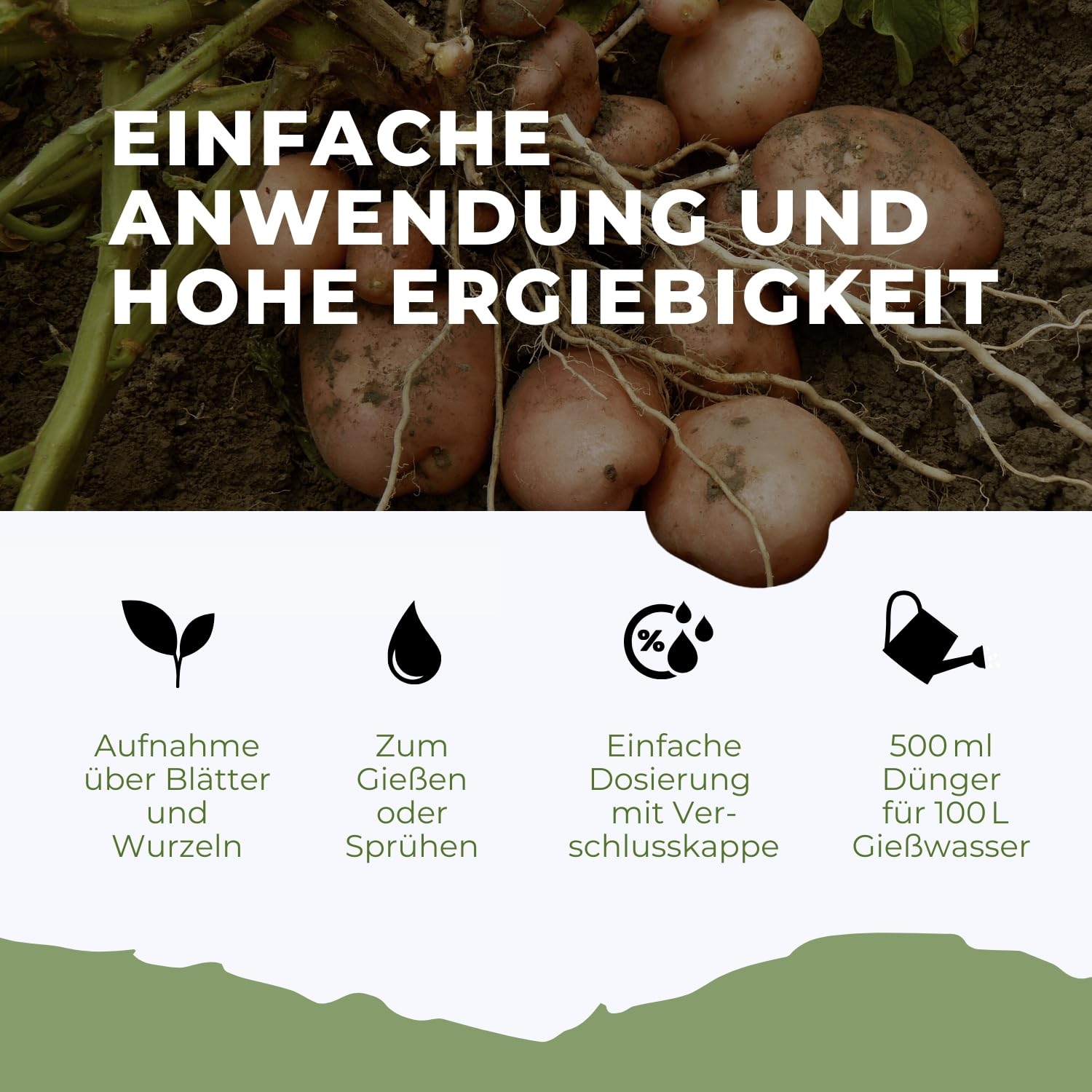Konfitee Kartoffel Dünger Flora Boost 5000ml I Für bis zu 1000L Gießwasser I Gemüsedünger für Kartoffel Pflanzen I Flüssiger Blatt- & Wurzeldünger I 100% natürlicher Pflanzendünger