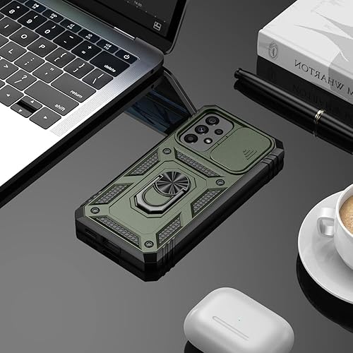 Miniatura 5 de PASNEW Funda para Samsung Galaxy A42 5GM42 5G, funda militar resistente de cuerpo completo a prueba de golpes, lente deslizante con anillo giratorio