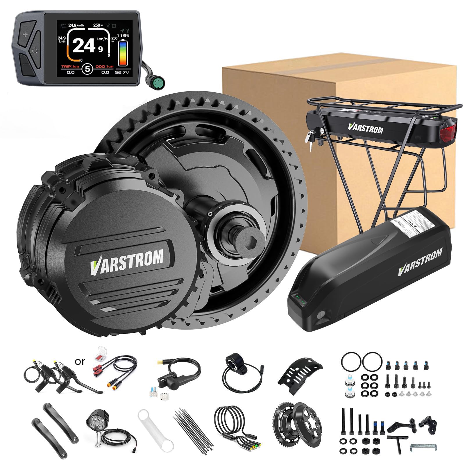 TSDZ-2B Z8 TSDZ16 36V 48V 250W Kit de Motor Central, Motor con Sensor de par, con Pantalla y Batería Opcionales, Kit Conversion Bicicleta Electrica Tong*/Sheng para BB 68-73mm MTB