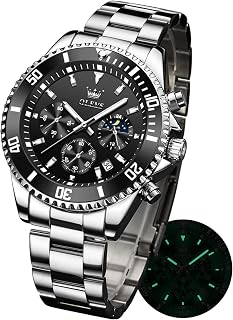 Mens Watches Chronograph Luxury Dress Moon Phase Quartz Stainless Steel Waterproof Luminous Business Calendar Wrist Watch