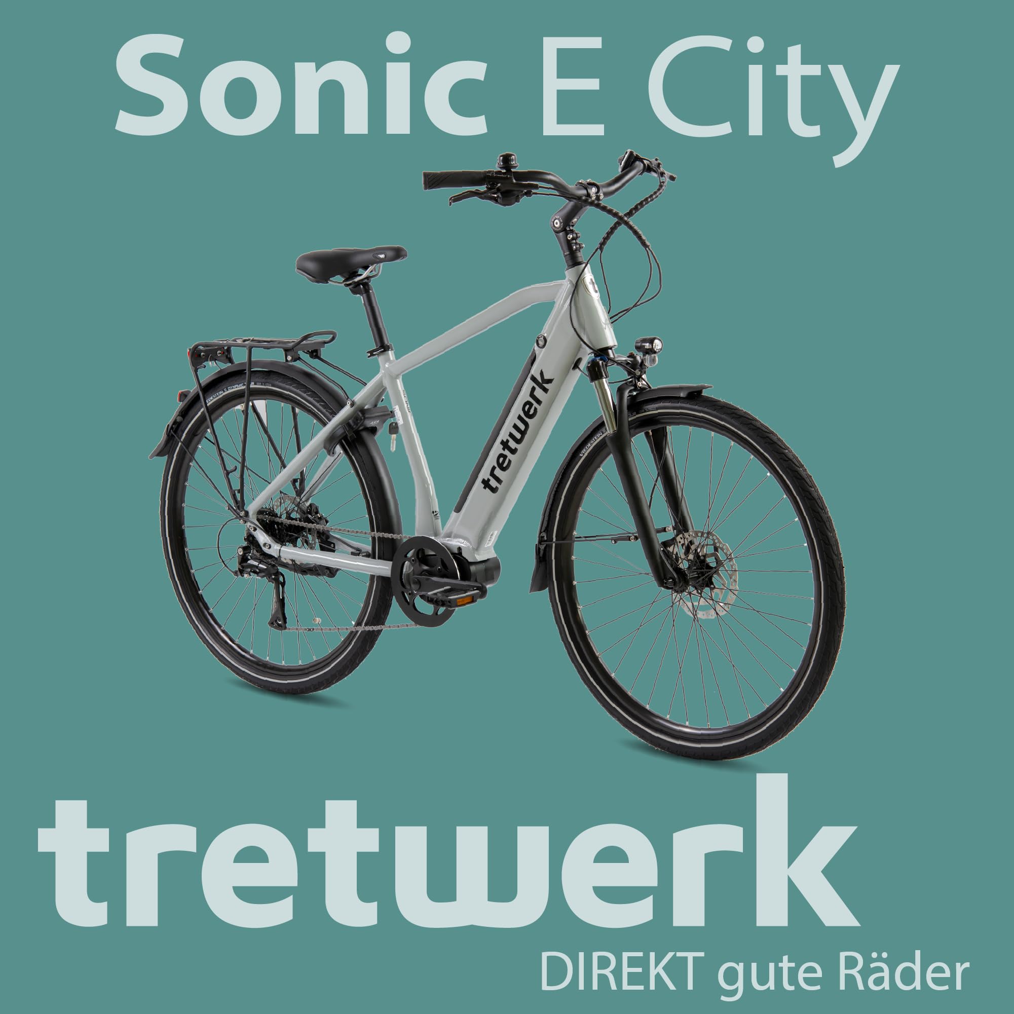 Tretwerk Sonic 28 Zoll Trekkingrad Herren Pedelec E Bike 8 Gang Fahrrad | grau 50 cm 160-180 cm Elektrofahrrad bis 130 km Trekking Fahrrad mit Federgabel