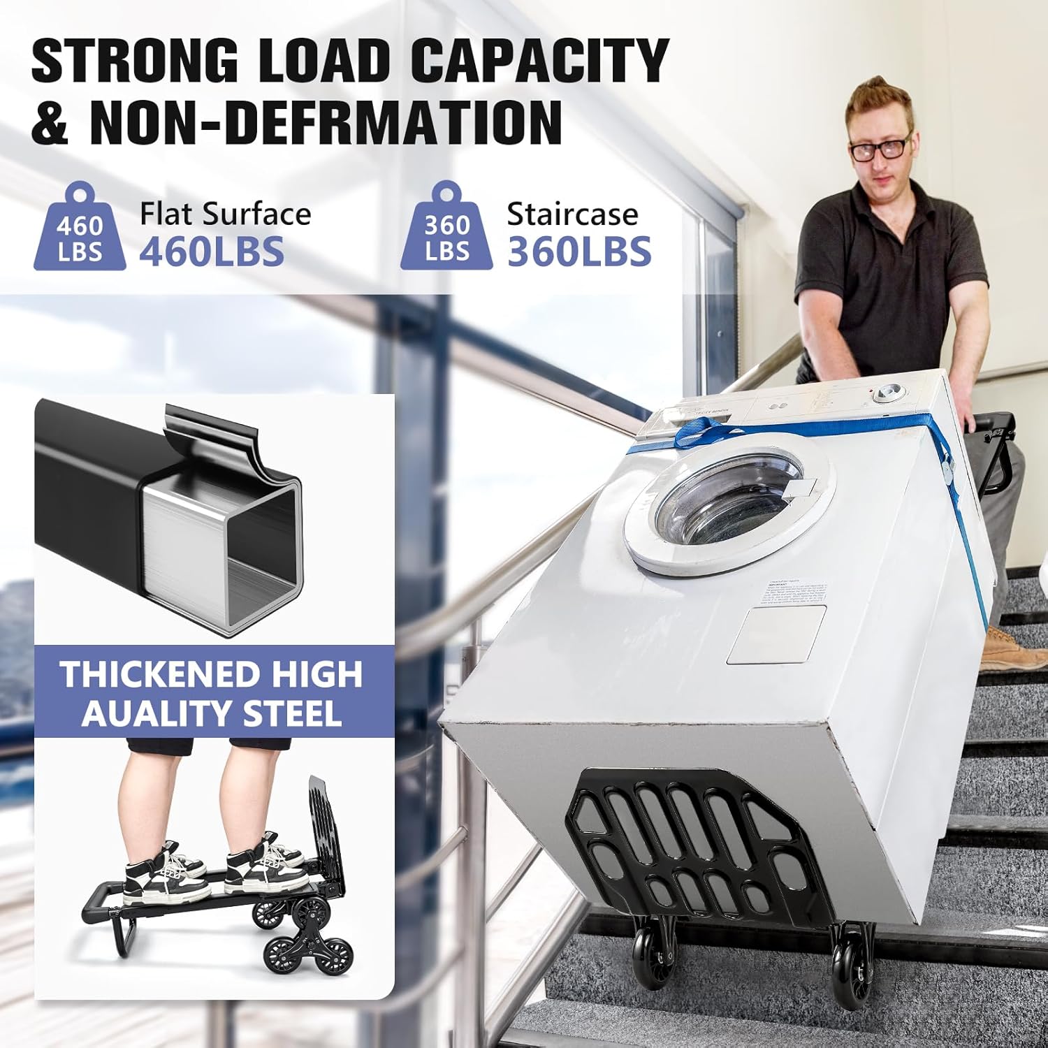 Similar 460 LBS Stair Climbing Dolly, Folding Dolly Cart with Wheels for Stairs, Telescoping Handle & 100% Thickened Steel Stair Climbing Cart for Warehouses, Homes, and Offices, Height 49.2 inch