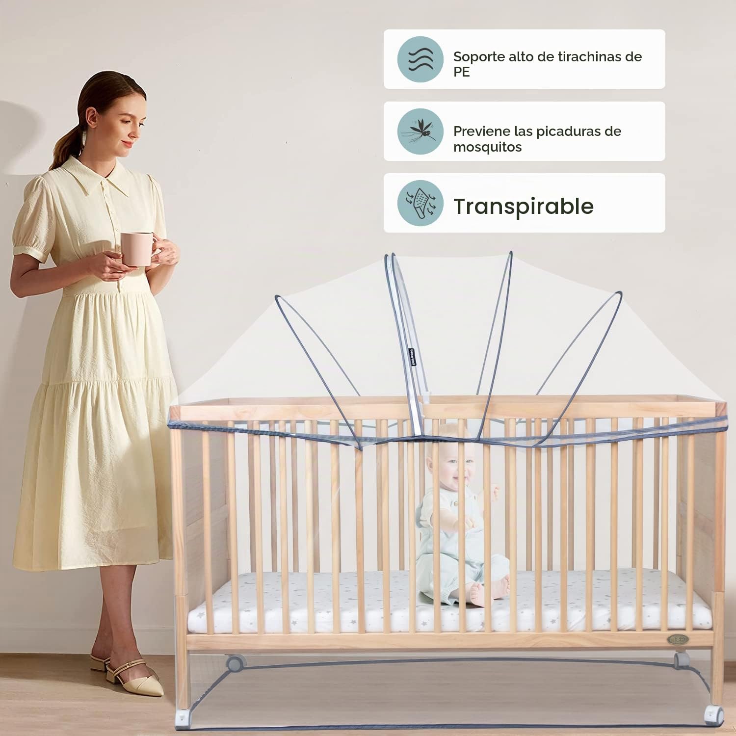 Beberoad Mosquitero Recién Nacido, Mosquitera para Parque Infantil o Cuna Ventilación Total 91x145x145cm