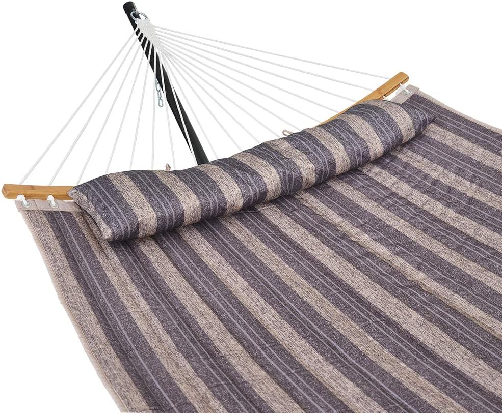 Patio Watcher 11 FT Quilted Hammock Folding Curved Bamboo Spreader Bar Portable Hammock for Camping Outdoor Patio Yard