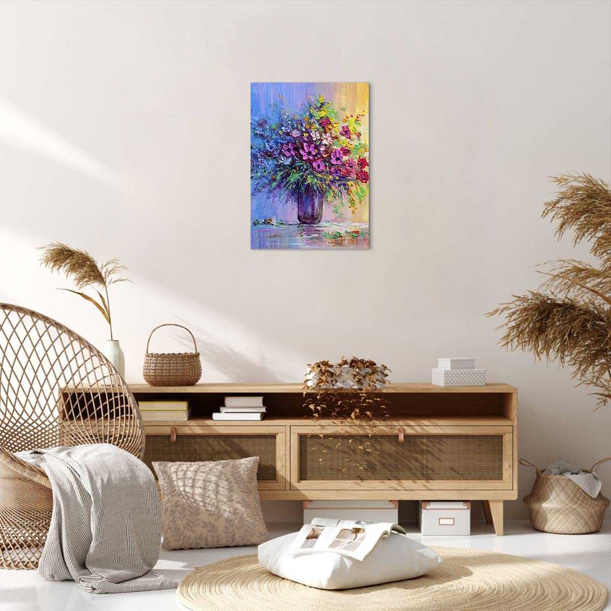Tableau Toile Bambou Plante ARTTOR - Déco Murale Moderne 45x80 Cm Verticale