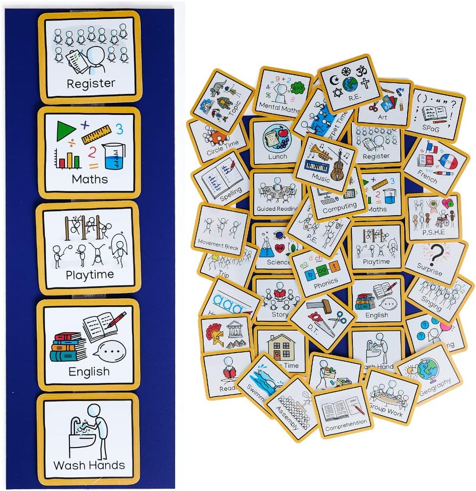 Create Visual Aids Timetable for School for Teachers and Pupils with 40 Symbols or Based Around Life at School or College