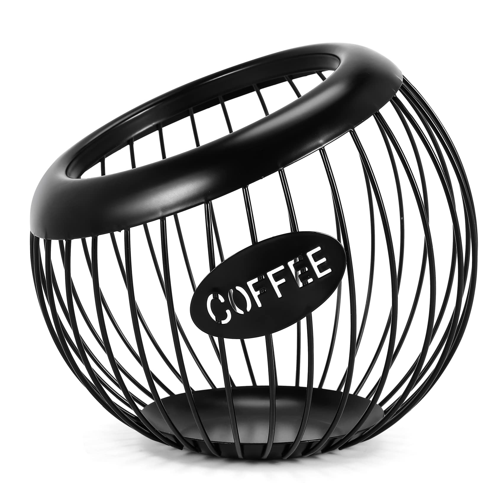 Oiiwowi Black Coffee Pod Holder, Large Capacity K Cup And Espresso Coffee Pod Organizer, Metal Coffee Capsule Storage Basket