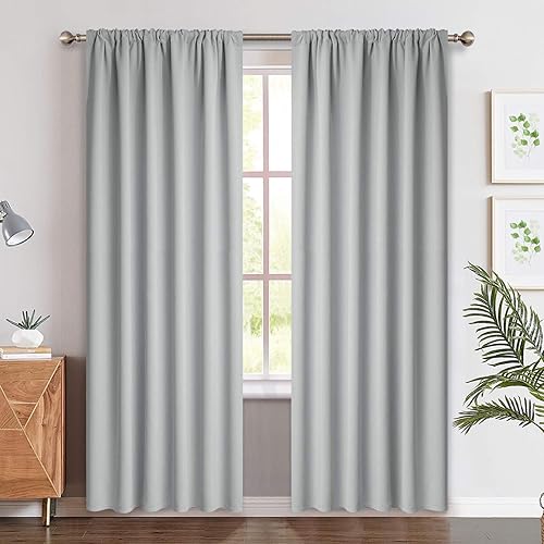 Yakamok - Cortinas opacas con aislamiento térmico y hueco para la barra, dos paneles de cortinas para oscurecer la habitación