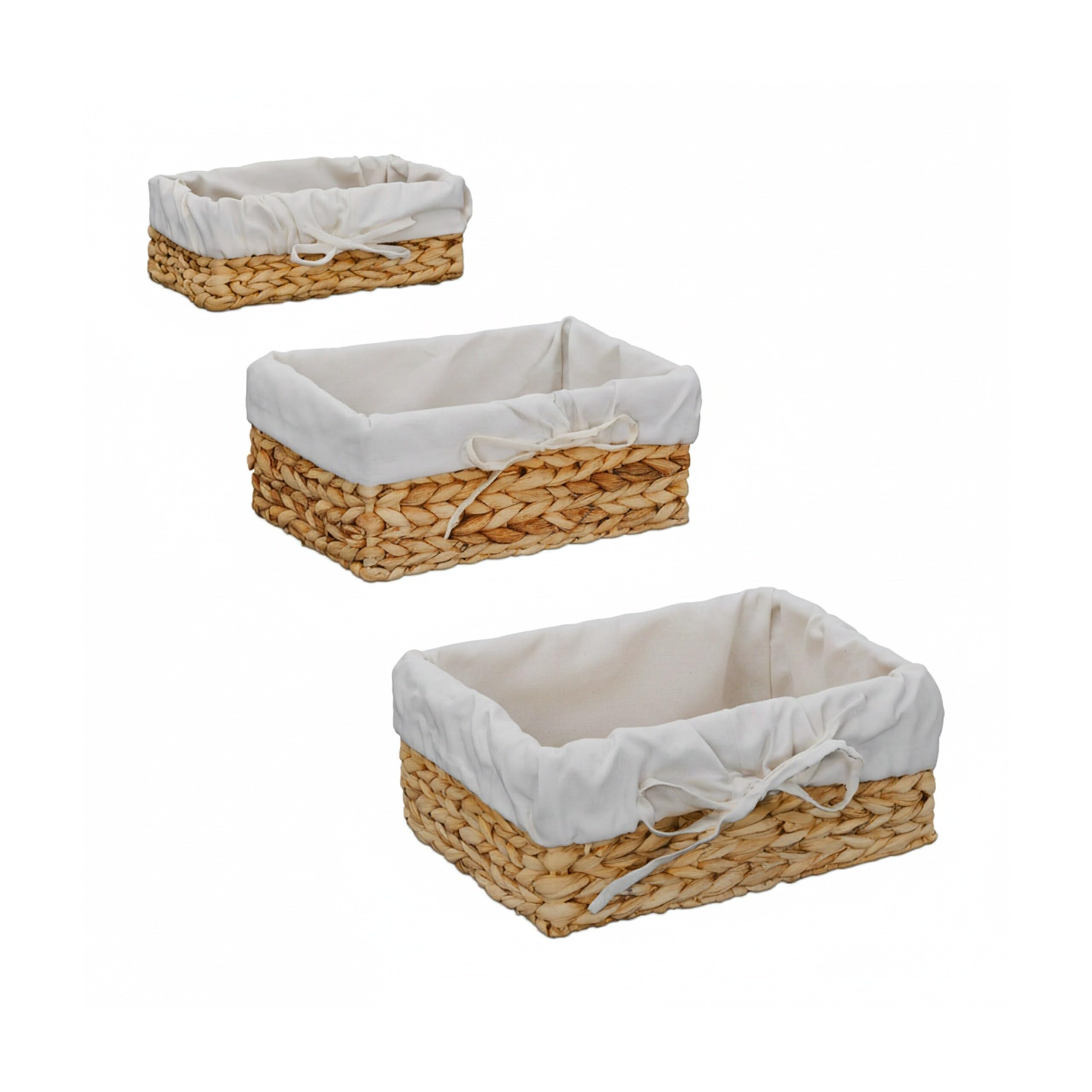 Relaxdays Corbeille à Pain, lot Pratique de 3, Insert en Coton, Design scandinave, Nature et crème