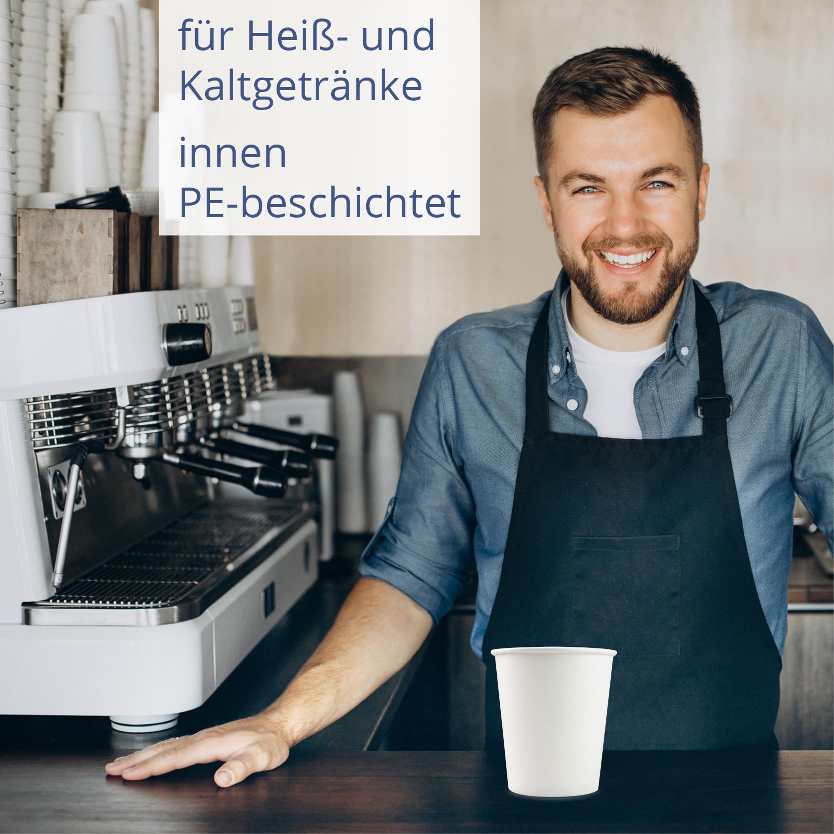 Wellsamed WELLSACUP 1000 Pappbecher 180 ml Weiß, geeignet für Heißgetränke, Coffee to Go, Business, Veranstaltungen, Party