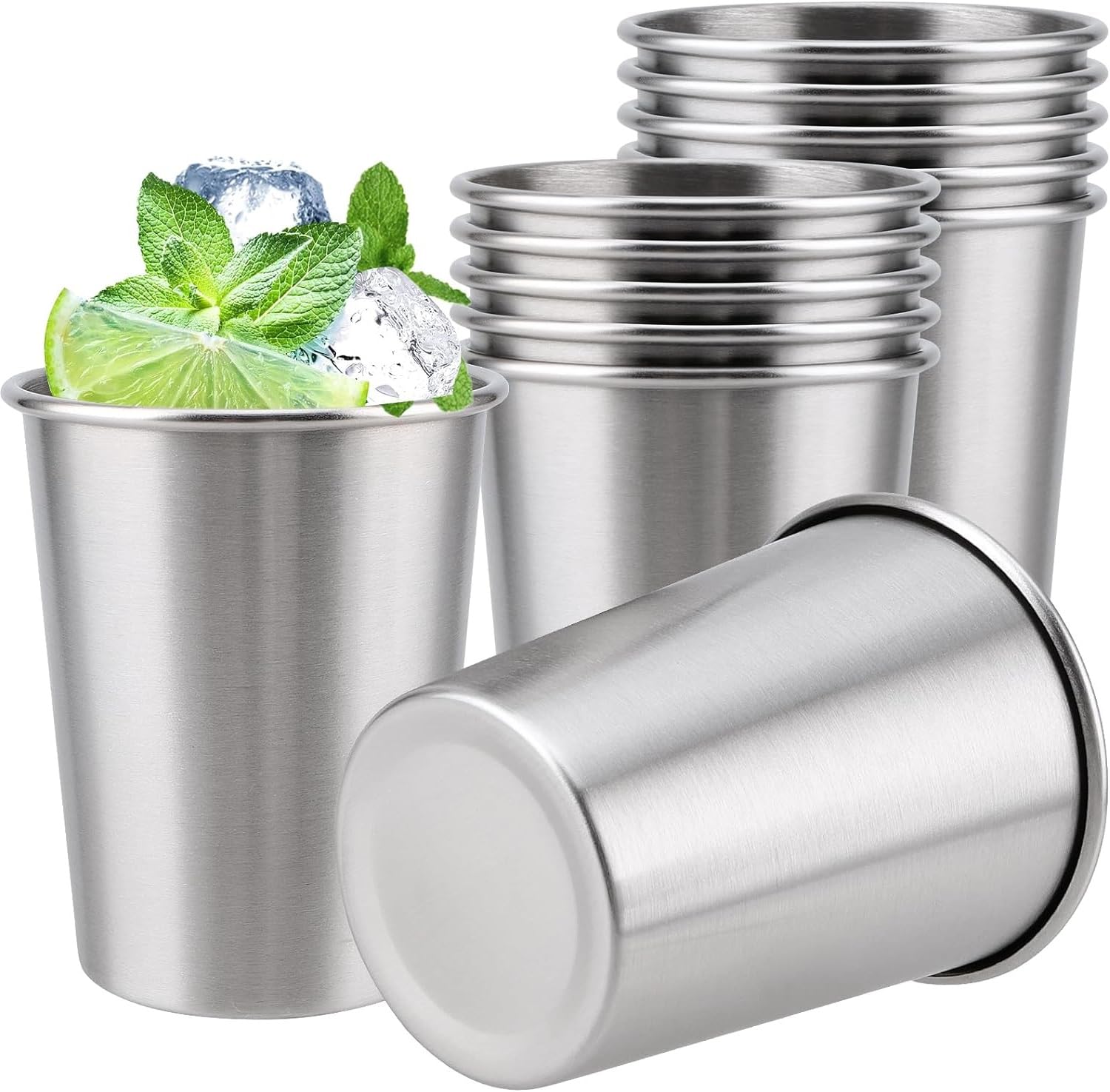 8 Stück Edelstahlbecher 260ml - Campingbecher Schnapsgläser Metall Tassen