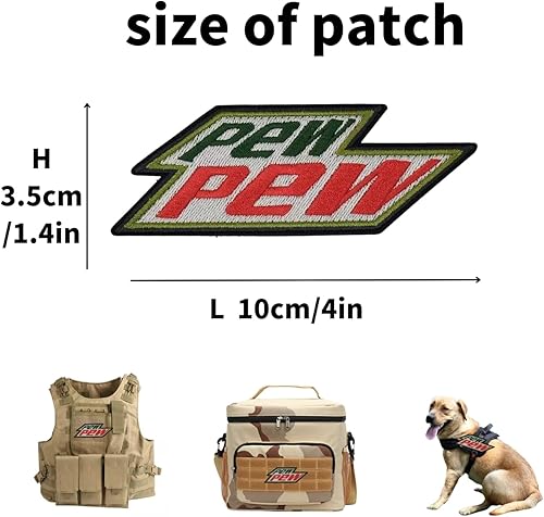 Miniatura 2 de Mubal 2 parches de emblema bordado Pew Pew de humor divertido inspirado en el humor táctico moral para mochilas del ejército sombrero