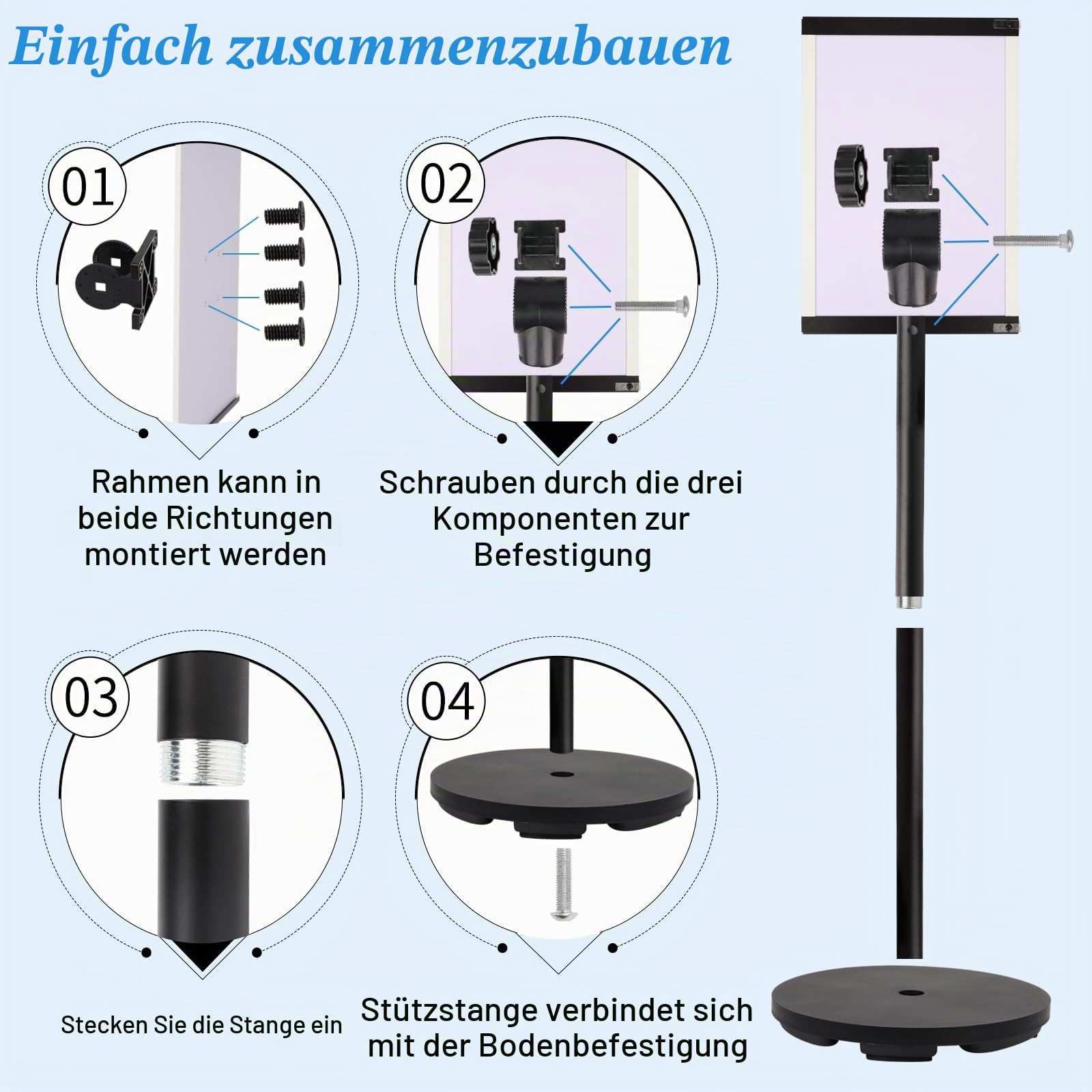 RayLove 2 Stück A4 Infoständer DIN A4 Plakatständer Informationsständer Präsentationsständer Zeichenrahmen für Hochzeits Geschäftsereignisanzeige（Black，A4，2 Stück）