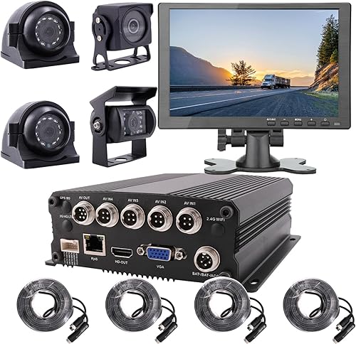 JOINLGO Kit de grabadora de vídeo H.264 de 4 canales de 2.0MP 1080P AHD para vehículo móvil, DVR MDVR, con visión nocturna, impermeable, lateral,