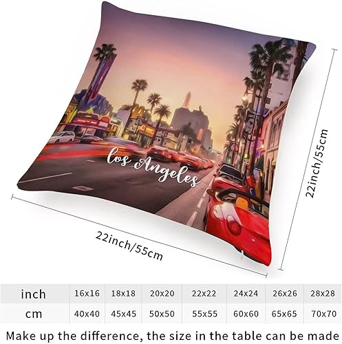 Miniatura 2 de Funda de cojín para sofá de 22 x 22 pulgadas, ciudad estadounidense de Los Ángeles, almohada decorativa de terciopelo con cremallera para